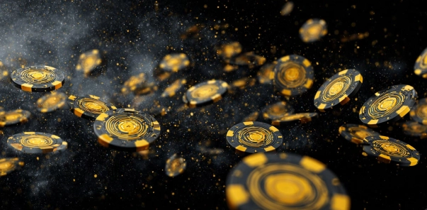 Moonwin golden coins floating through space in a cosmic casino theme